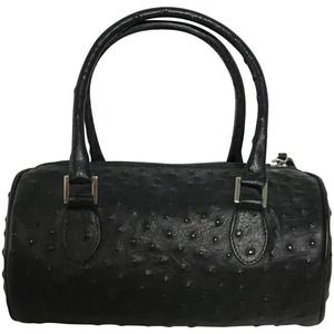 BROWNS COUTURE OSTRICH LEATHER BLACK SMALL BAG